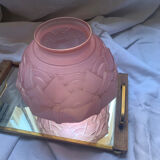 Artdéco ball vase in pink glass