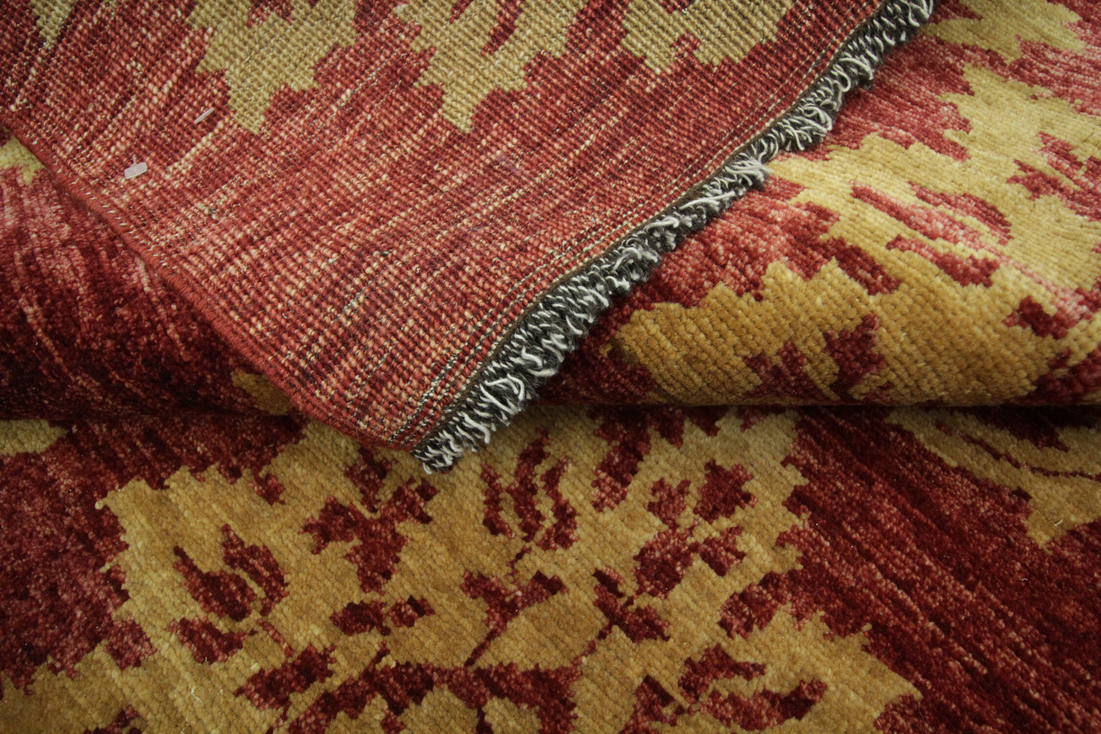 Modern deep red wool rug, classic handwoven carpet- 143x205cm