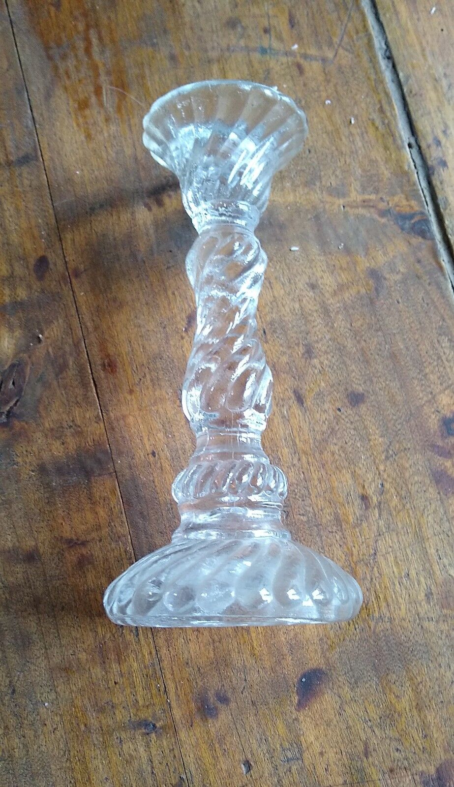 Turned glass candle holder