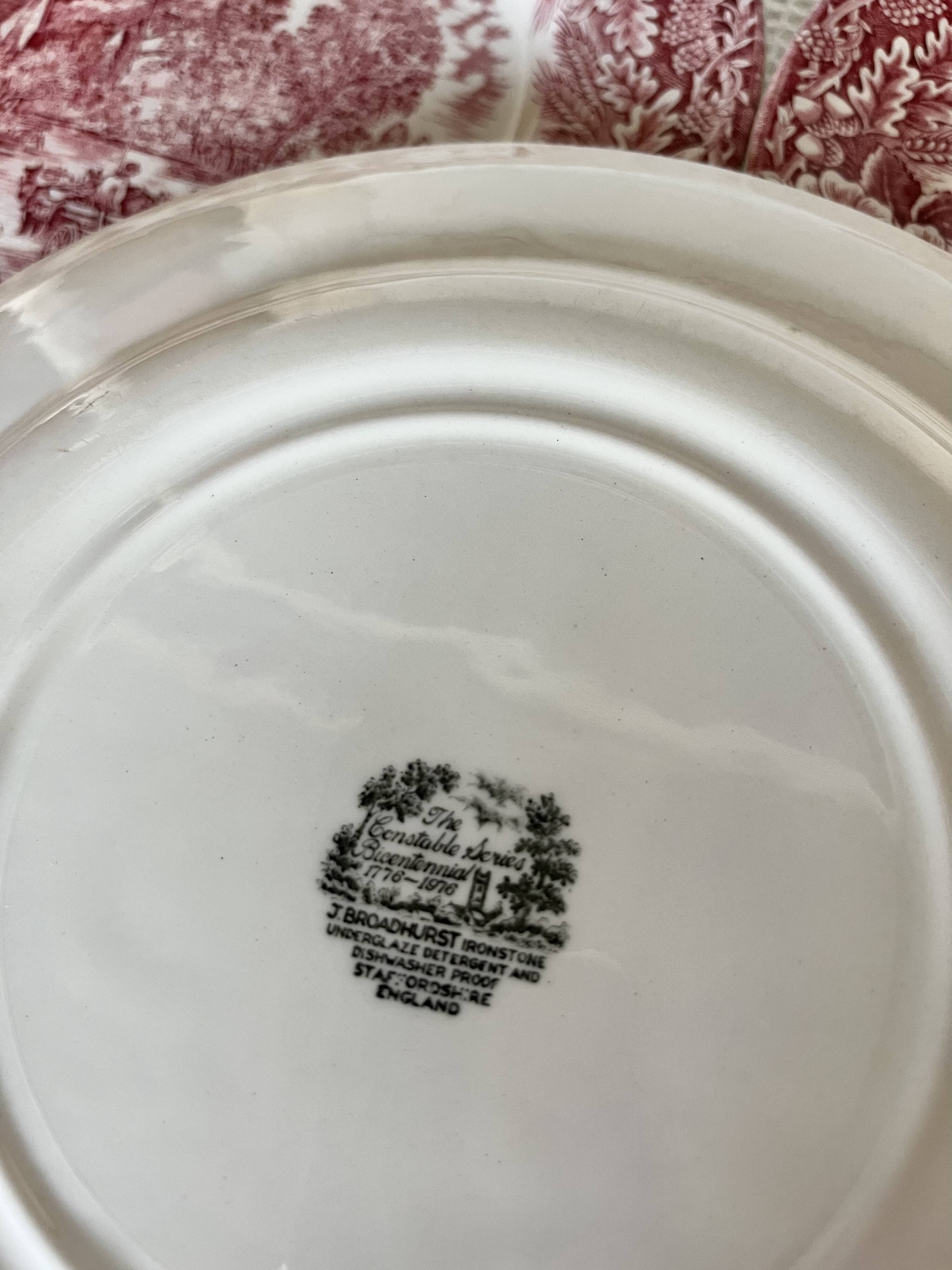 Series of 6 flat plates English earthenware