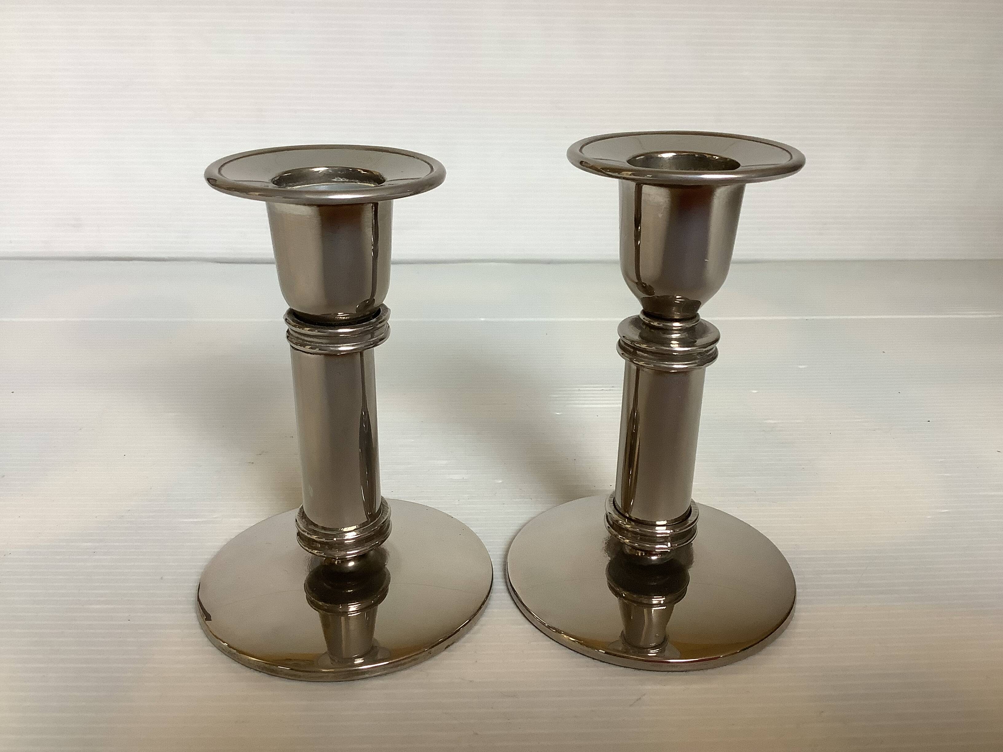 Pair of small silver candlesticks