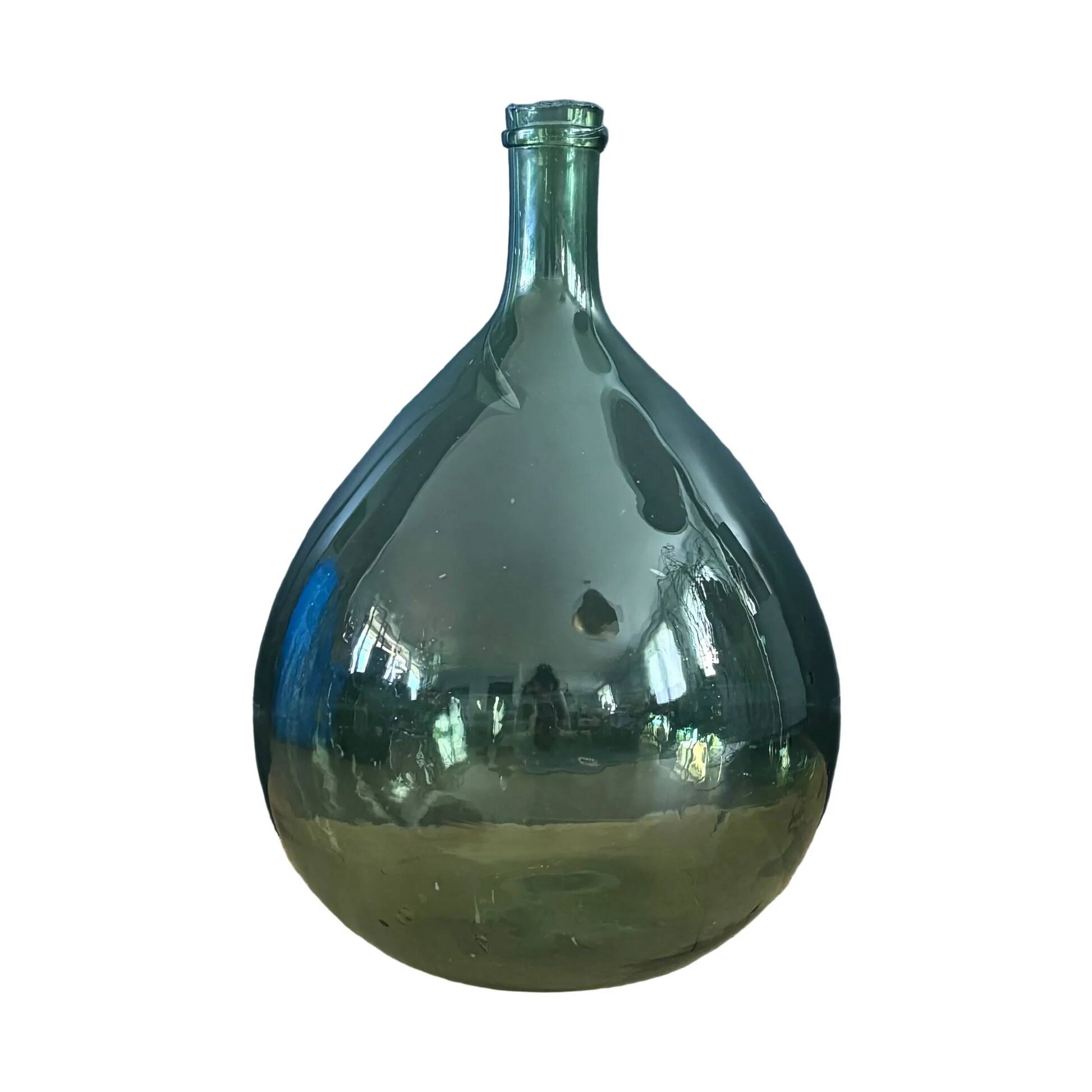 Antique green glass carafe