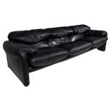 3-seater leather sofa by Vico Magistretti for Cassina, 1970.