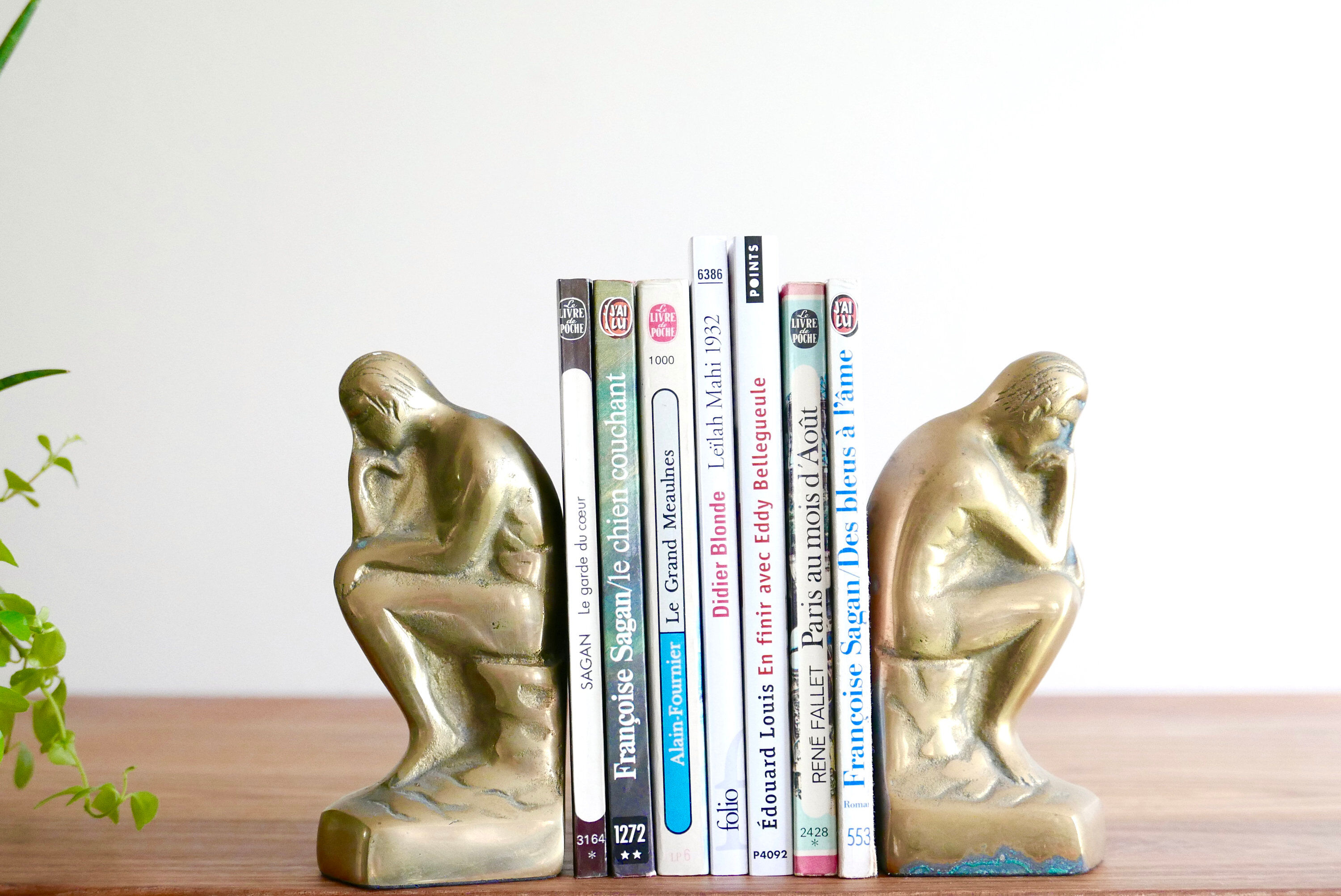 The thinker by Rodin brass bookends 60 years