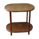 Side table, serving, pedestal, double tray, wood and vintage caning