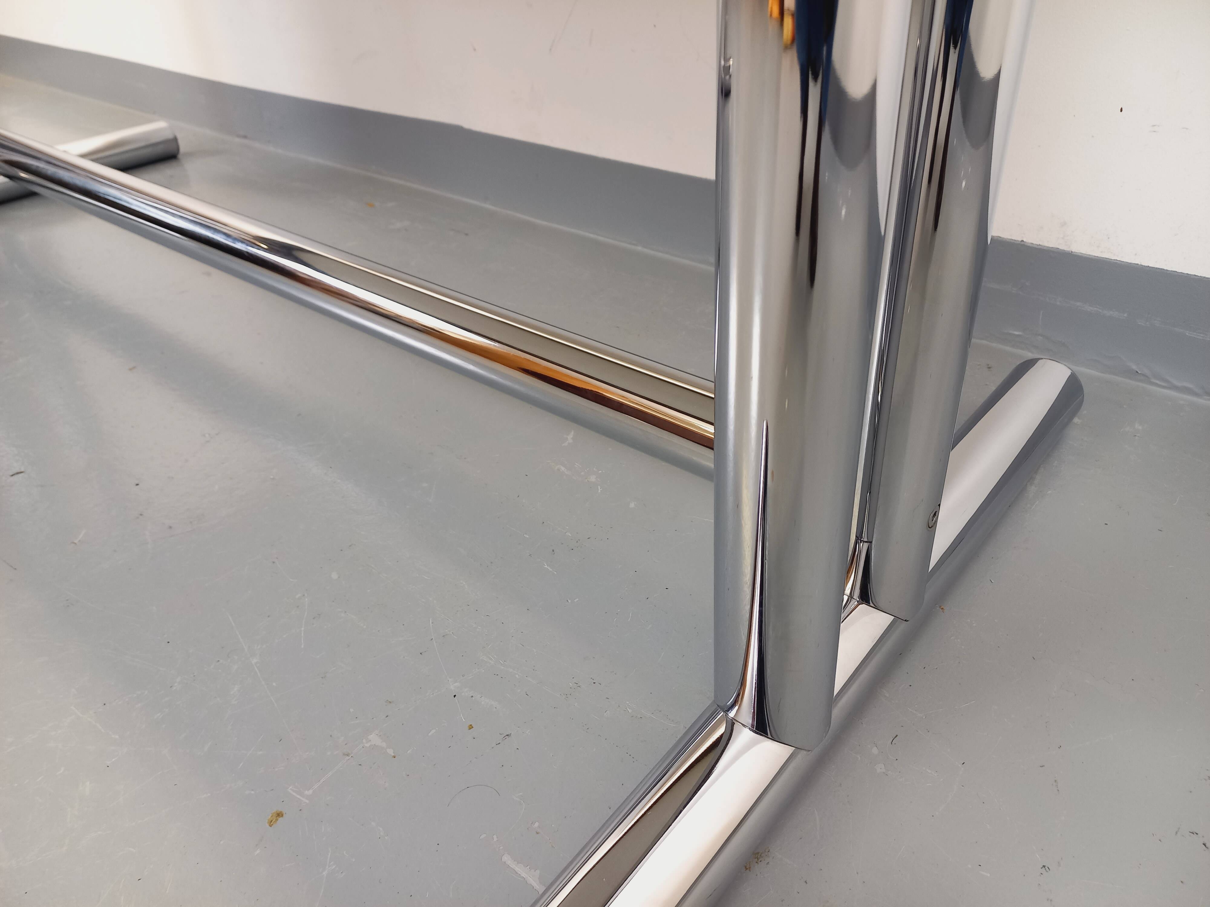 Vintage walnut and chrome metal desk from the 1970s.