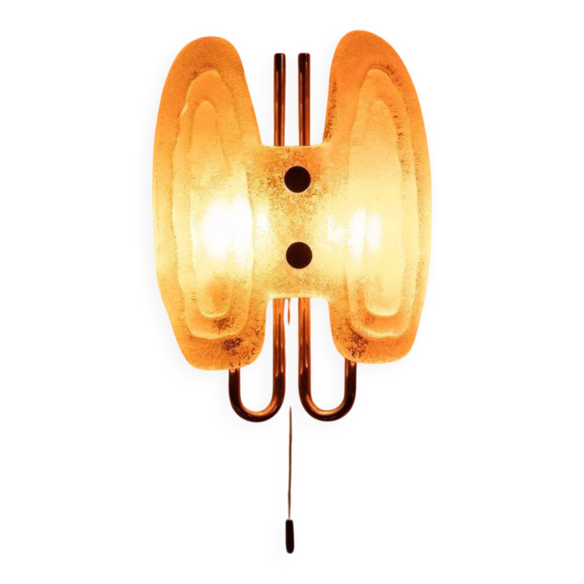 Space Age wall light in glass by Hillebrand, brass and glass.