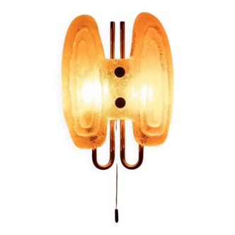 Space Age wall light in glass by Hillebrand, brass and glass.