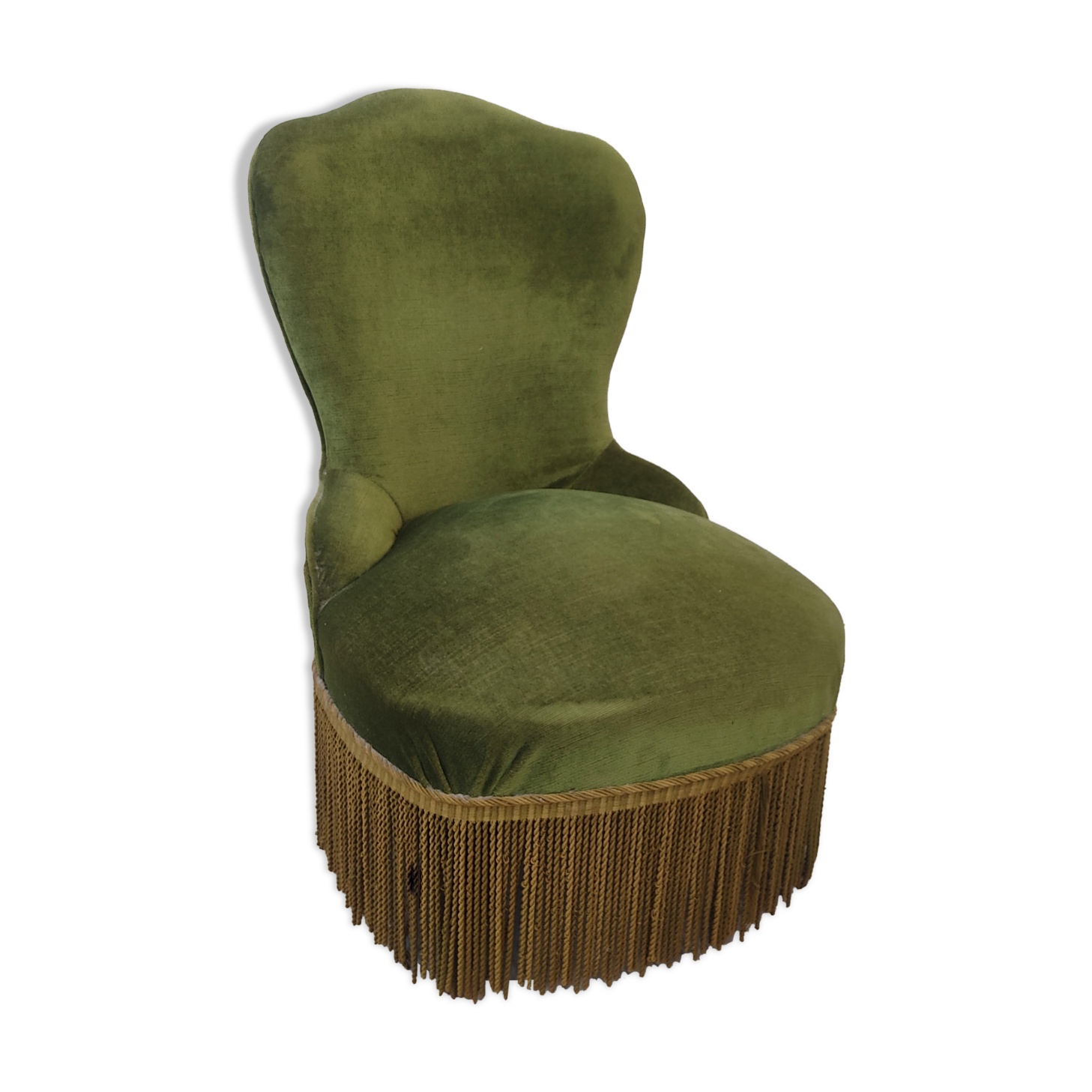 Green velvet toad armchair
