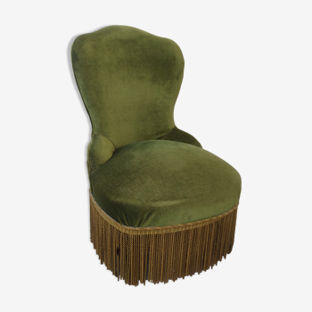 Green velvet toad armchair