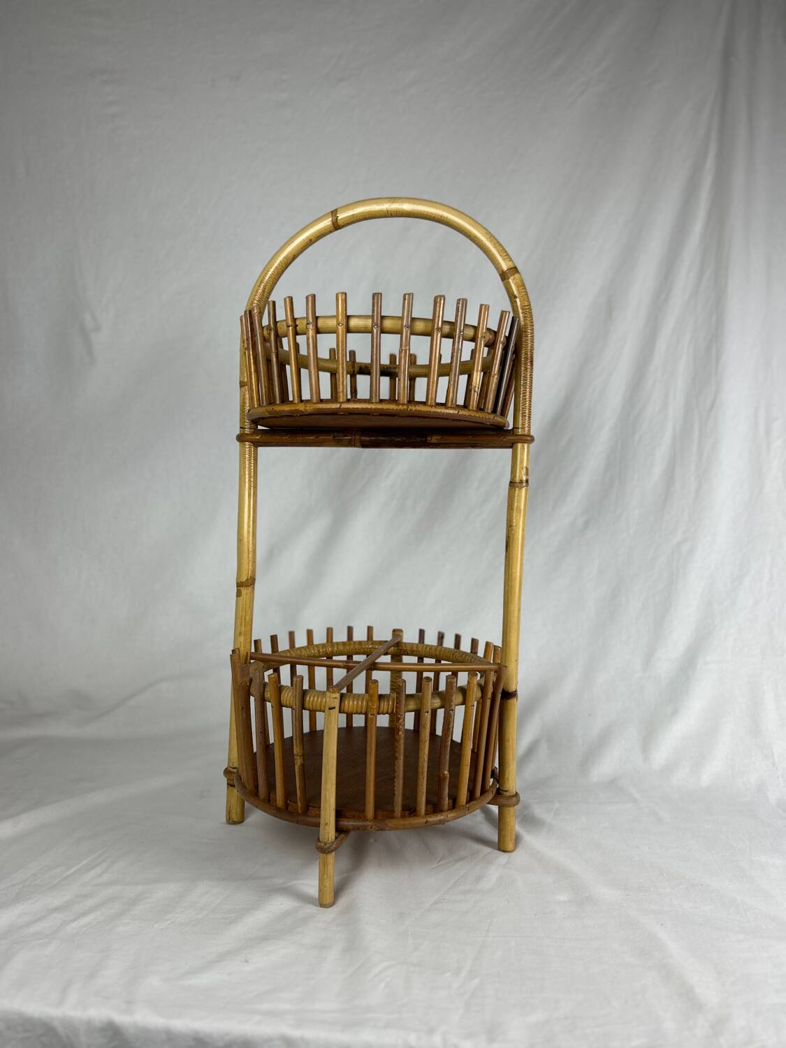 Art Deco style rattan work basket serving cart