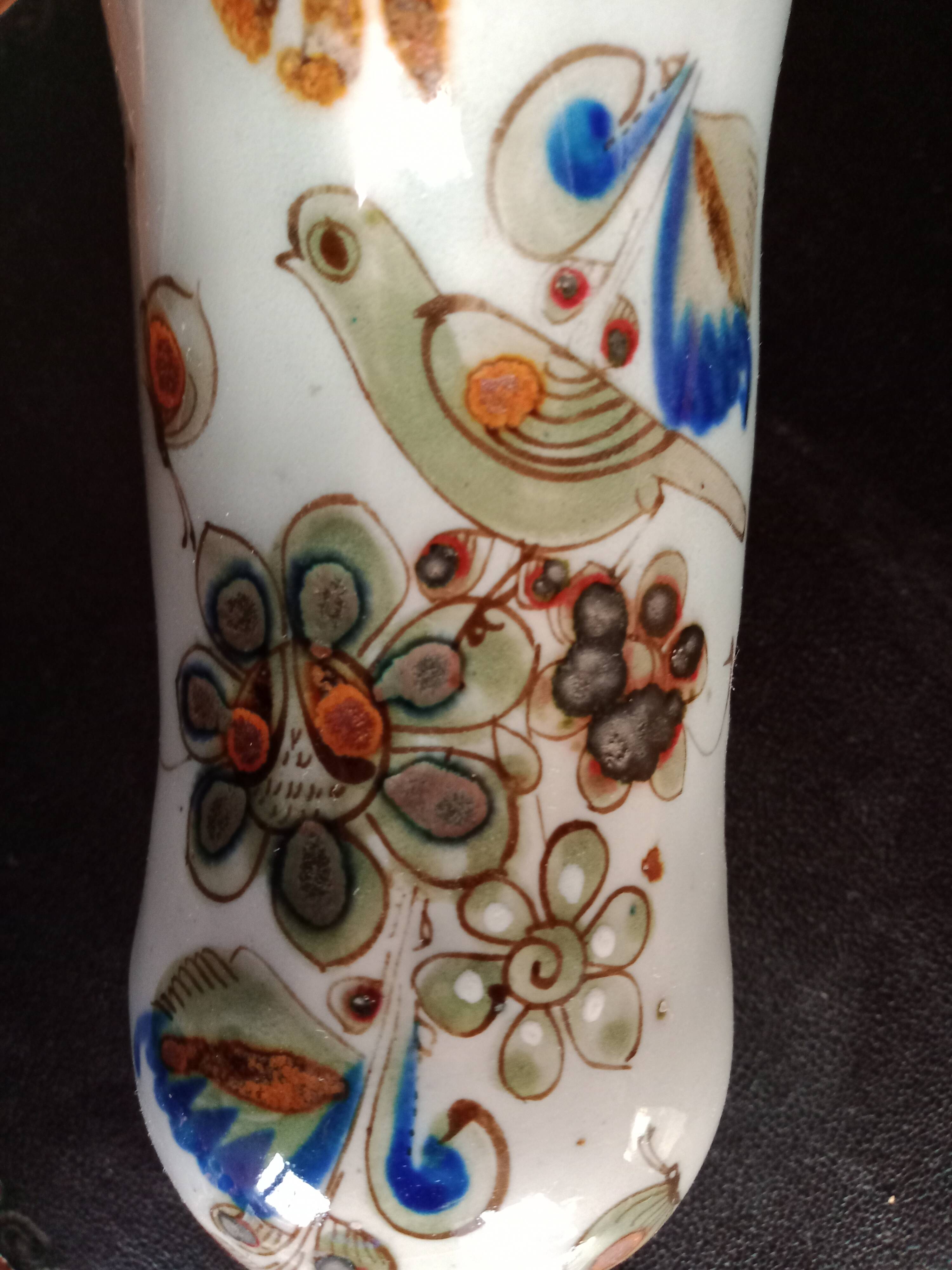 Ken edwards pottery - stylized horse decorated with butterfly flowers bird