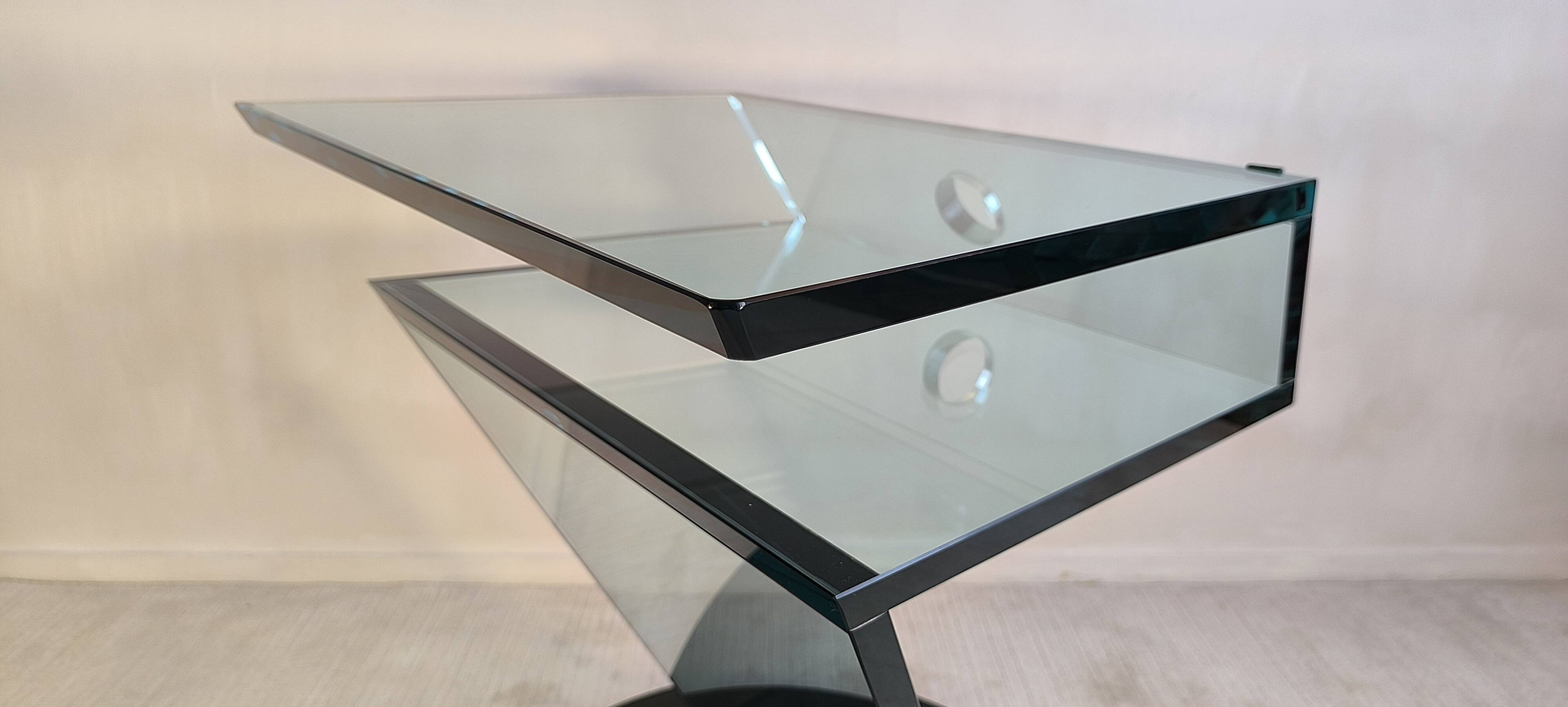 Reflex Angelo – sumptuous glass TV stand “jazz” signed Reflex Angelo made