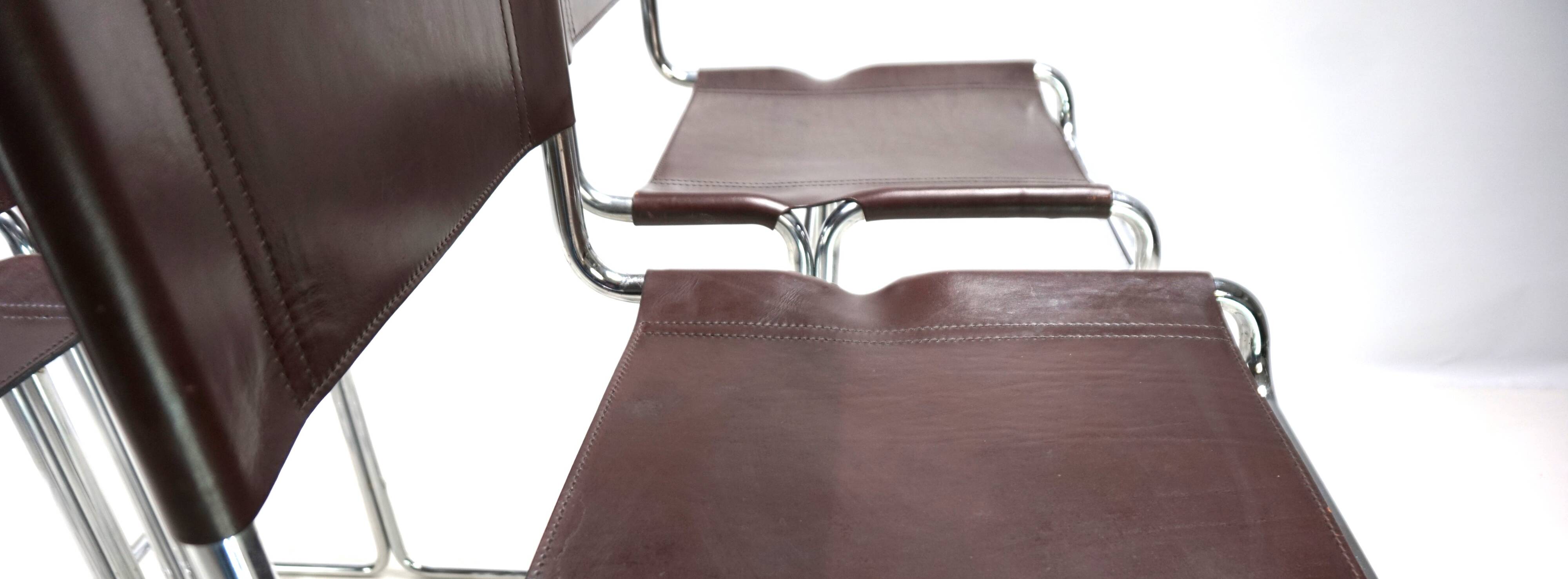 Ensemble de 4 tabourets de bar en acier tubulaire Linea Veam, 1960
