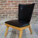 Chair 50 years in wood and faux black leather cocktail