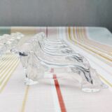 12 vintage plexiglass knife rests with dachshund design