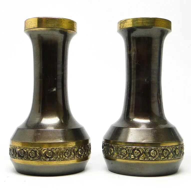Pair of Art Nouveau amphorae, patinated brass, France, early 20th century