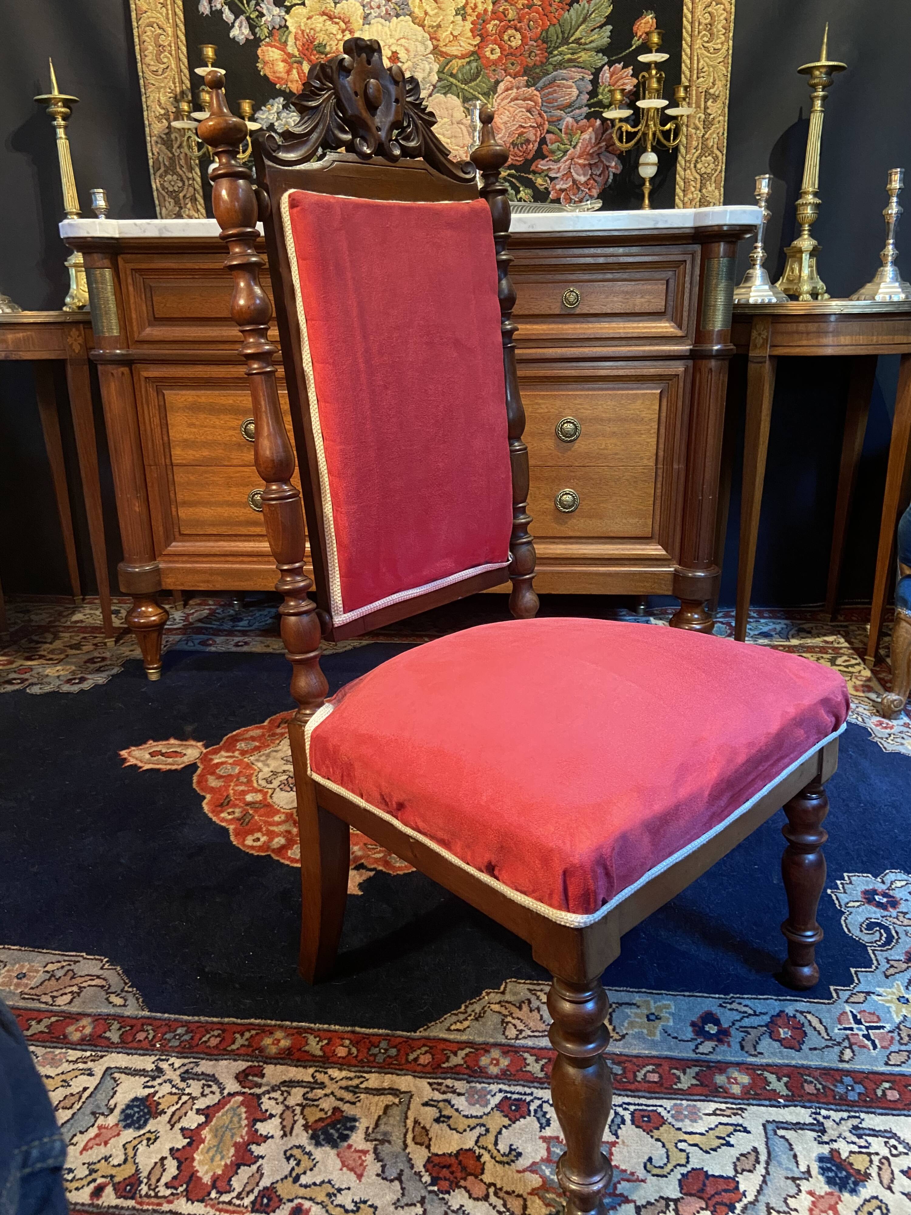 High-backed chaise longue in carved mahogany, 19th century, Napoleon III