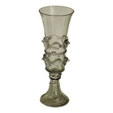paire de flûtes à champagne en verre vert - points