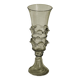 pair of green glass champagne flutes - points