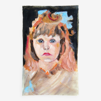 Portrait, huile sur verre "Jeune Madrilène boudeuse"
