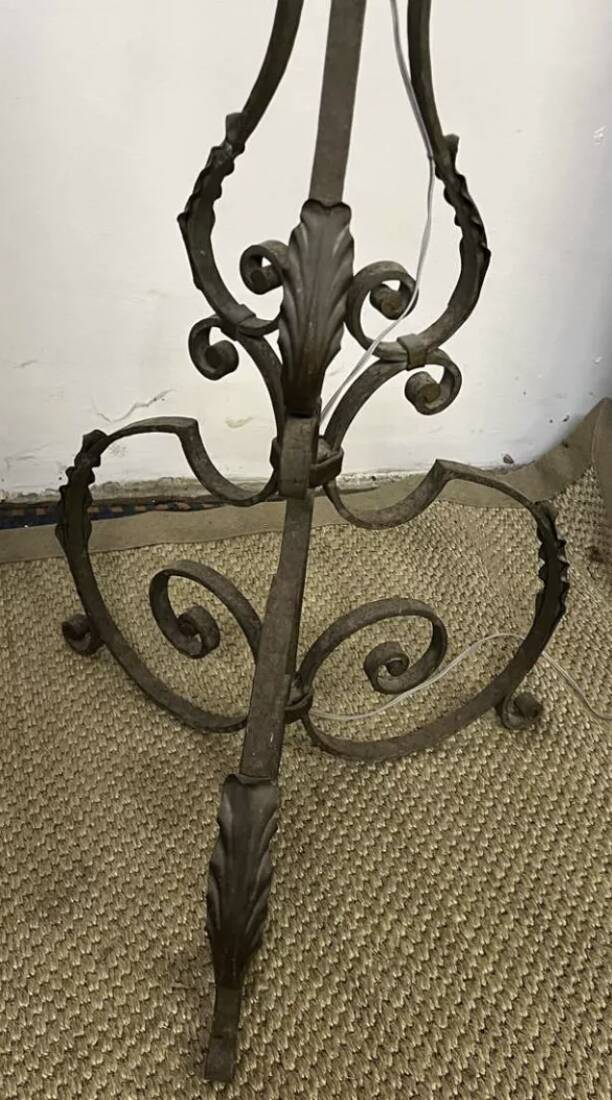 Art Deco wrought iron floor lamp base from the 1930s
