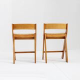 Vintage Italian wood and rope bar stools , set of 2