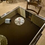 Vintage chrome and glass dining table, Roche Bobois