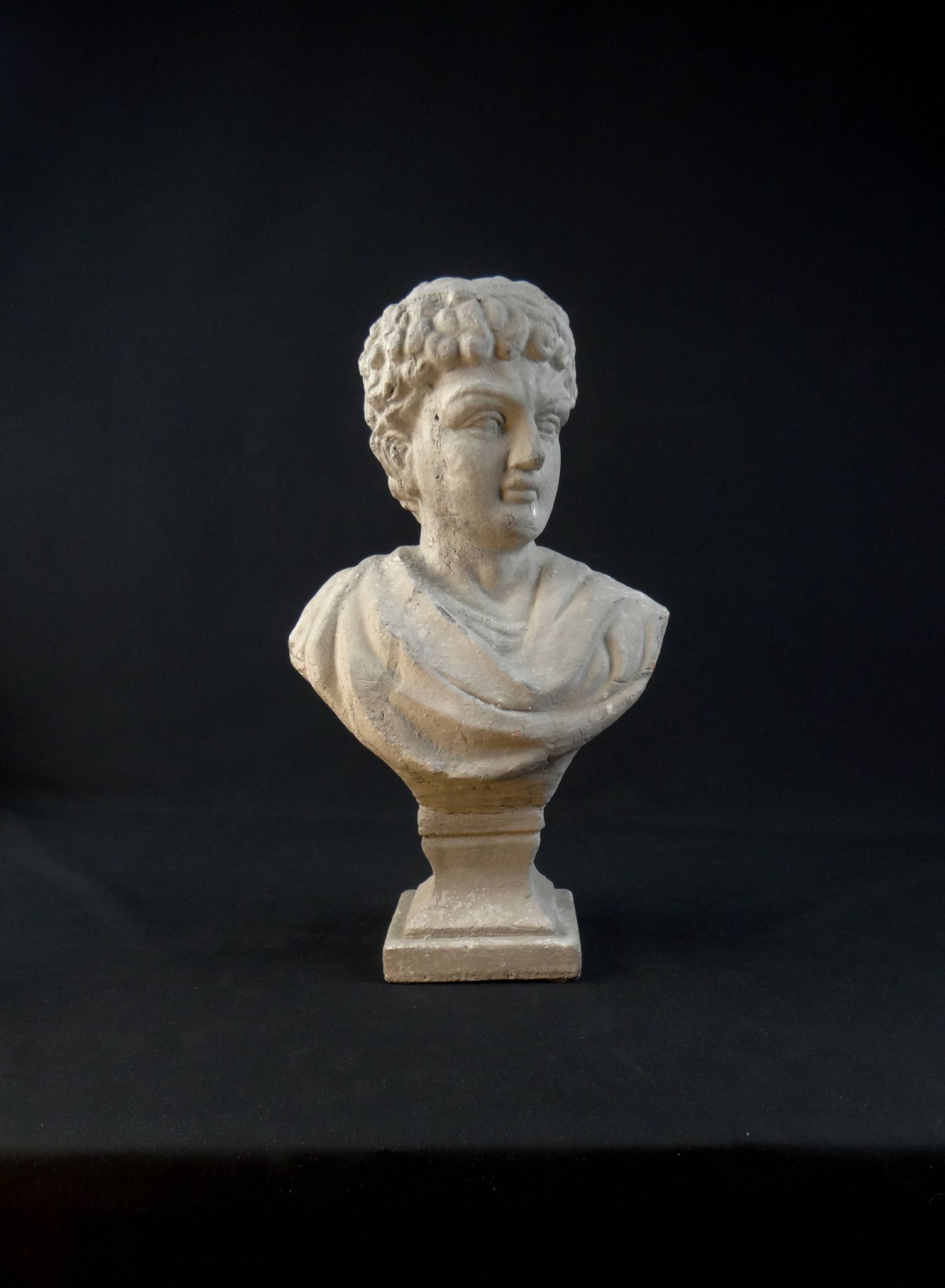 Bust of Marcus Aurelius Caesar as a teenager, in terracotta with a grey patina, 20th century
