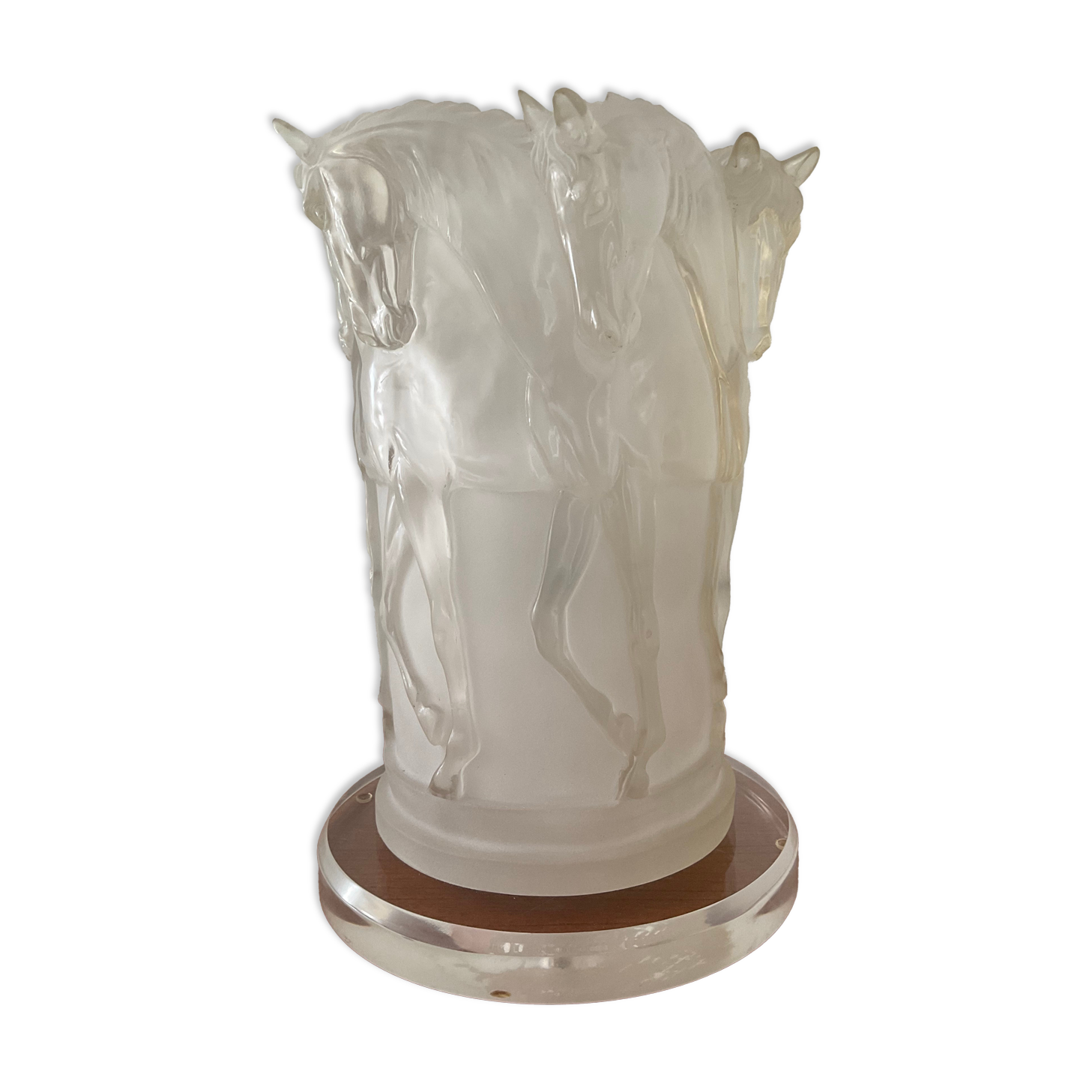 Lamp decorated with horses in plexiglass from the 70s
