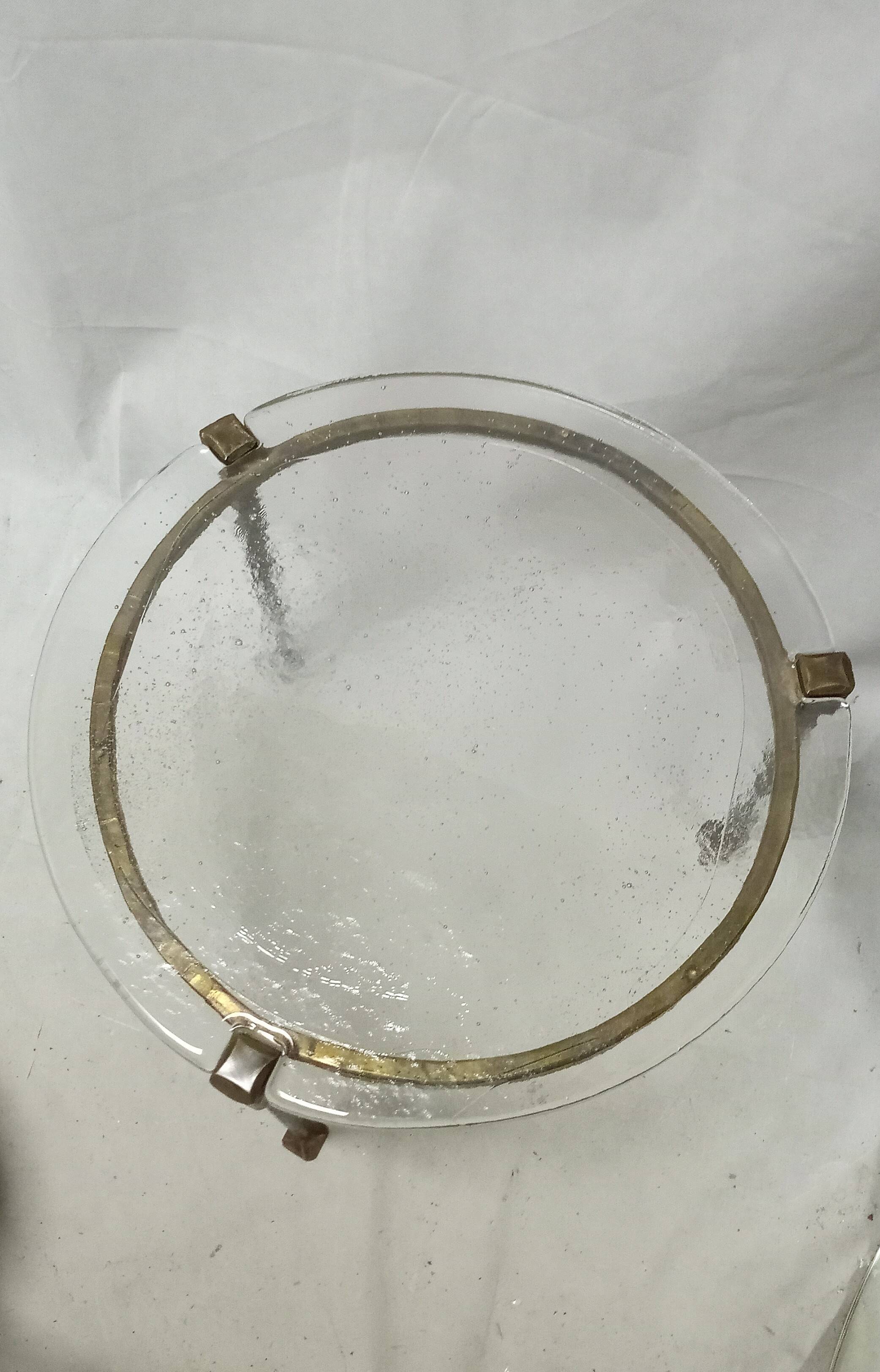 Coffeetable in bronce and crystalglass by Lothar Klute