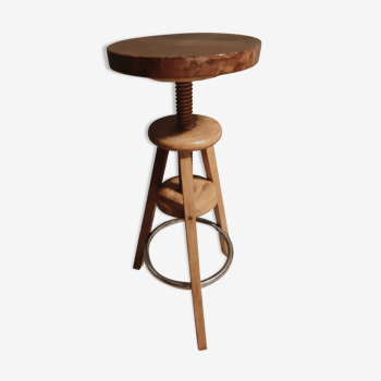 Wood stool with tripod screws