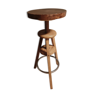 Wood stool with tripod screws