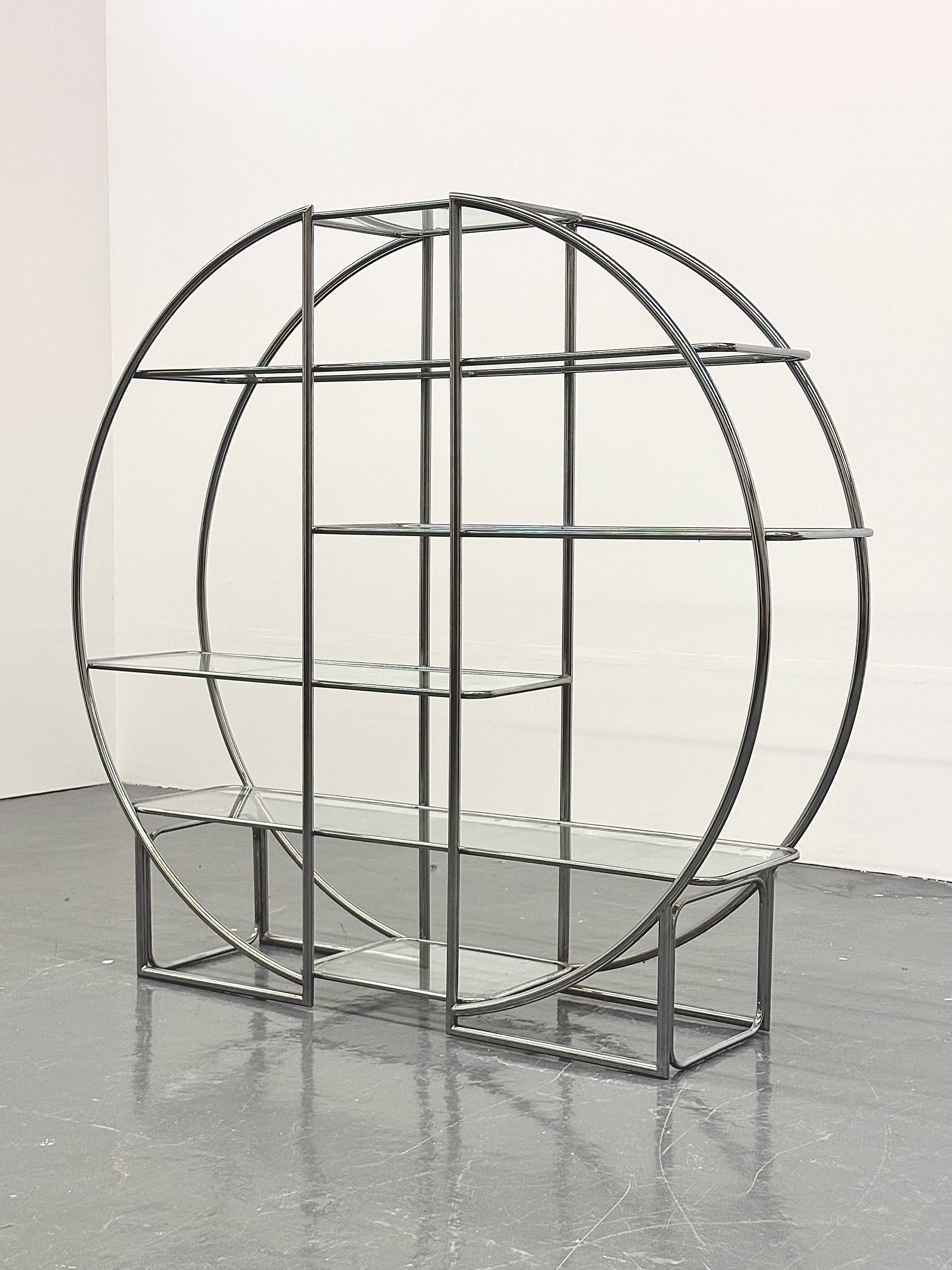 Bauhaus ronde en tubulaire chromé et verre