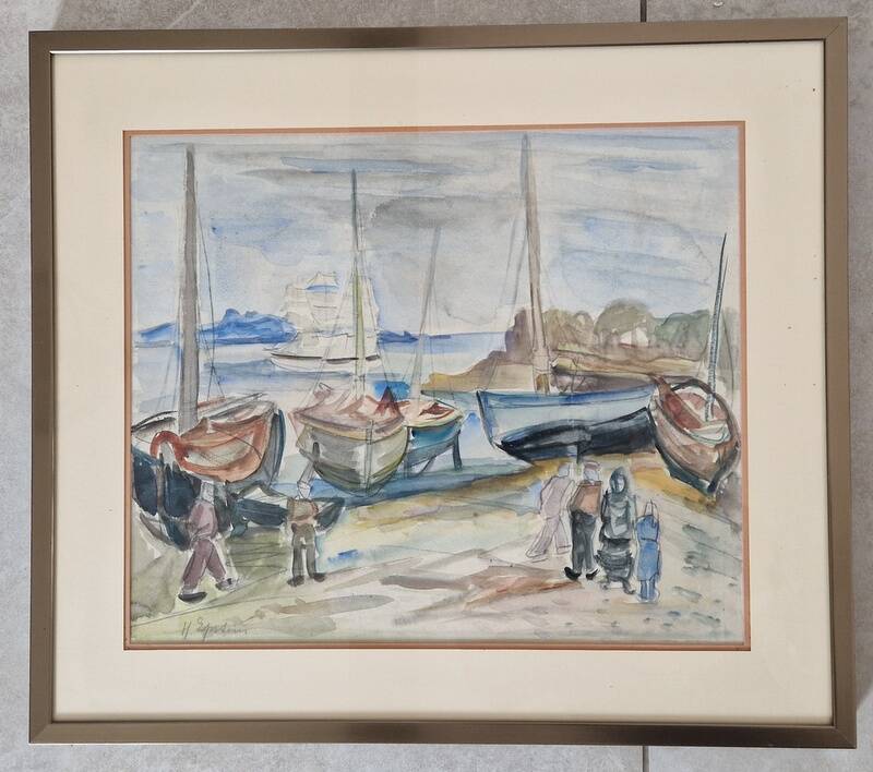 Henri Epstein (1891-1944) - Watercolor on paper - Beach scene - Signed