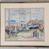 Henri Epstein (1891-1944) - Watercolor on paper - Beach scene - Signed