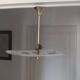 Vintage 1960s brass and glass pendant light with rose decor