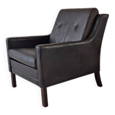 Danish mid century dark brown leather lounge chair, 1960s