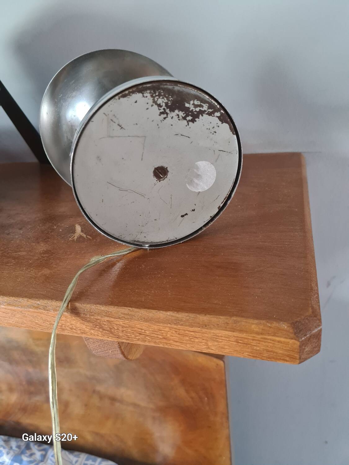 Bauhaus style chrome-plated metal mushroom bedside lamp