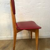 Lot of 4 vintage chairs in red skai
