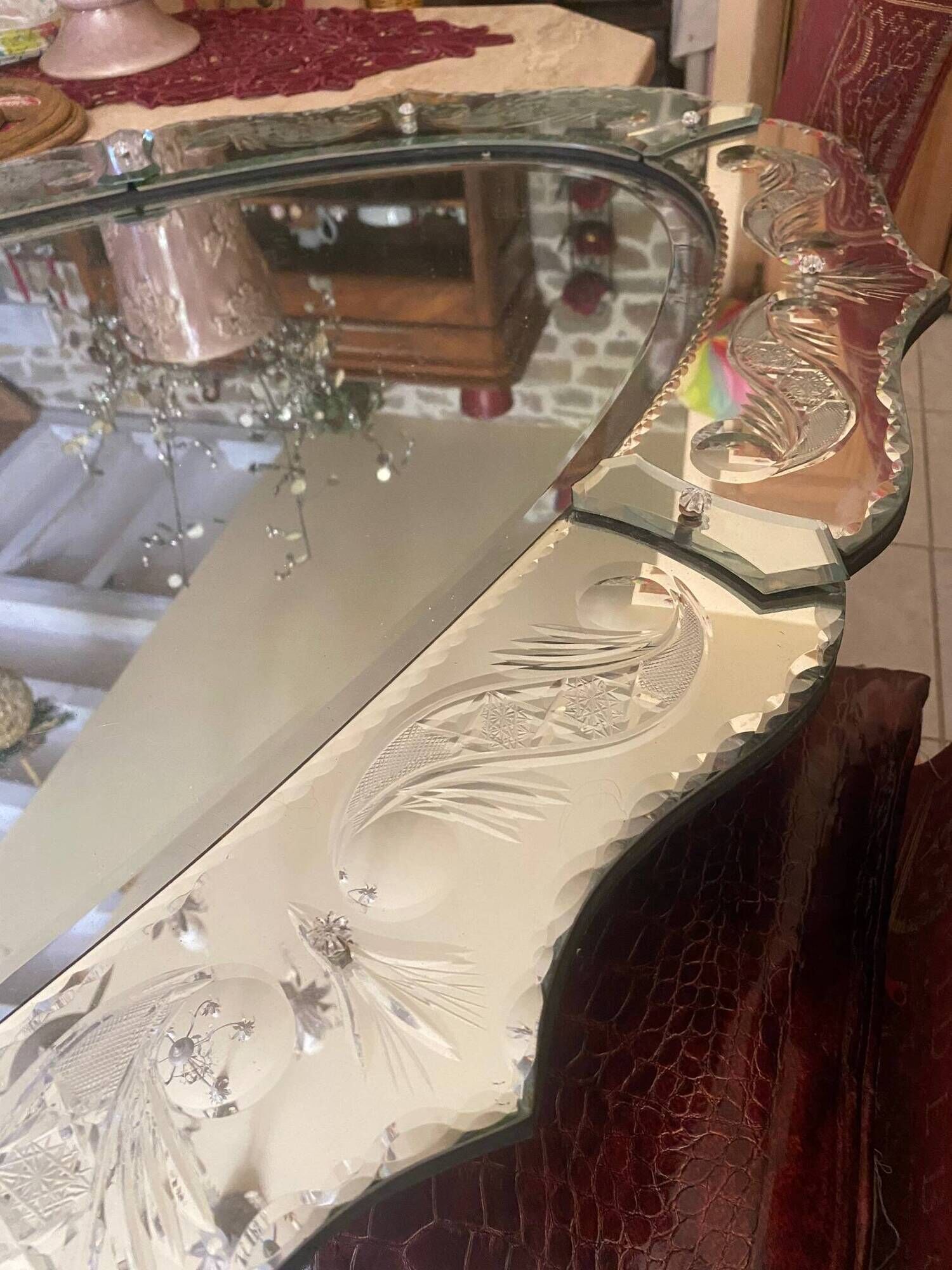 Large Mirror 180cm x 87cm, circa 1960-1970, in the style of Murano.