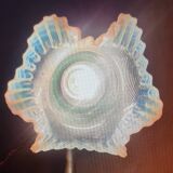 Refined 1930s-40s table lamp in brass and worked glass