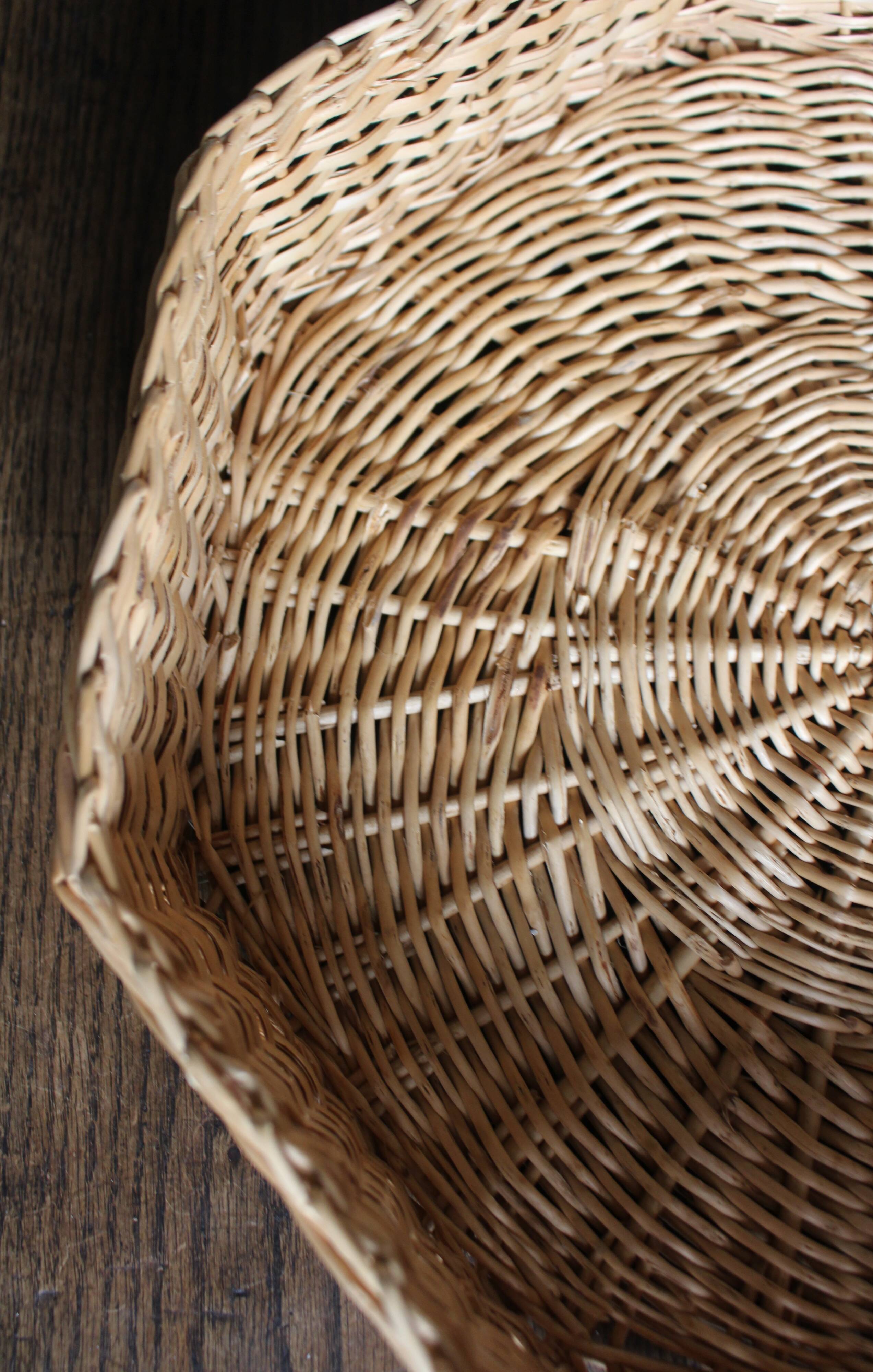 Vintage Octagonal Wicker Basket with Lid