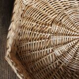Vintage Octagonal Wicker Basket with Lid