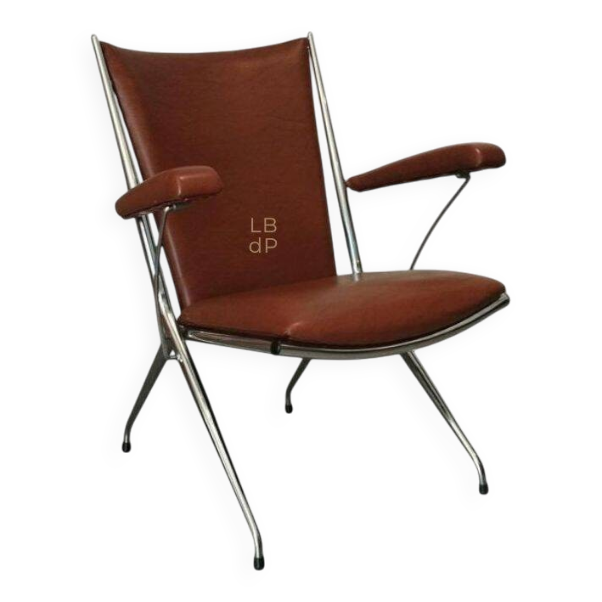 Folding chair attributed to A. Monpoix, modernist design, mid-century, vintage.