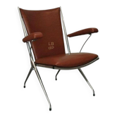 Fauteuil pliant attrbué  A. Monpoix, design moderniste, midcentury, vintage