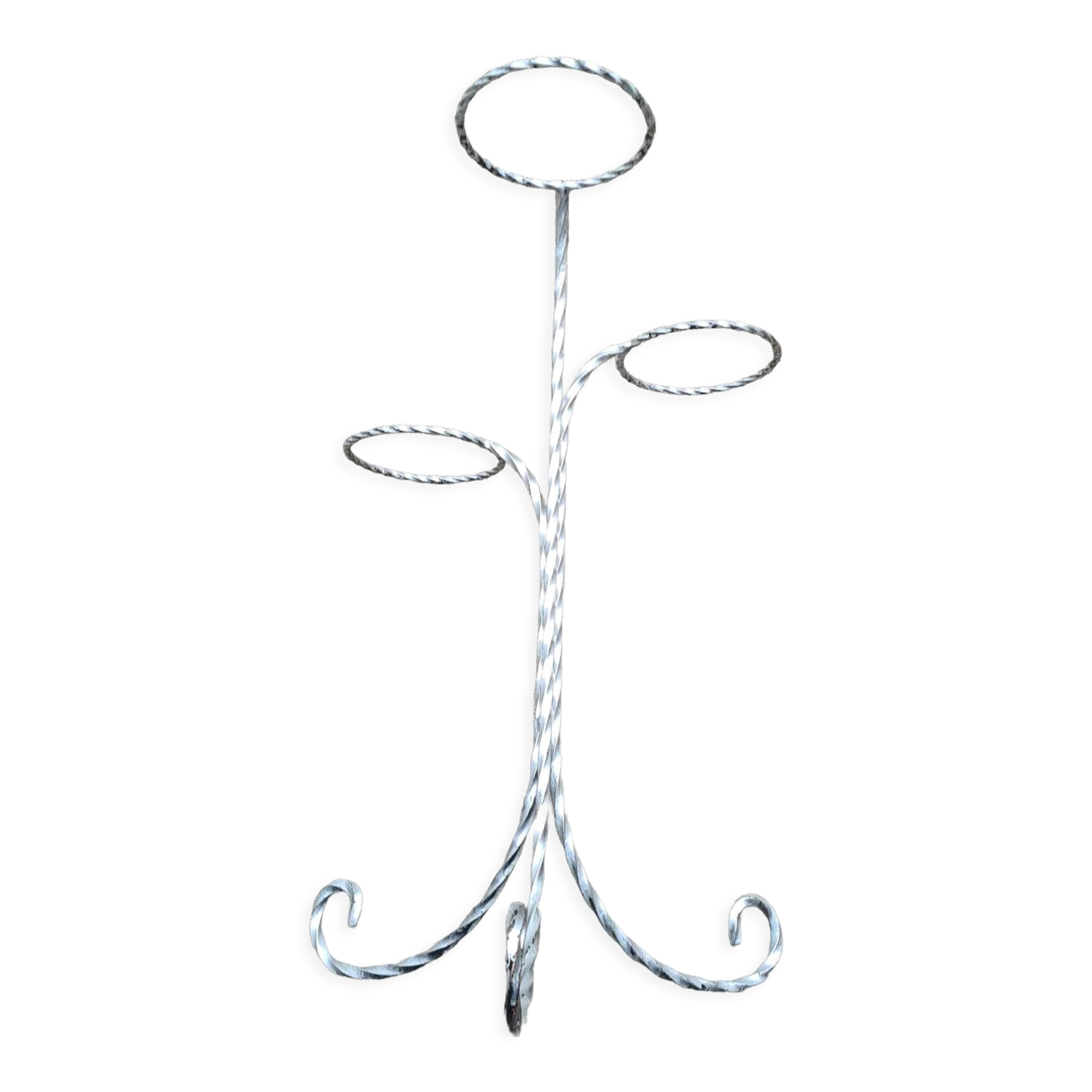 Plant holder: grey wrought iron tripod