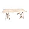 Table plateau en sapin et ses 2 tréteaux