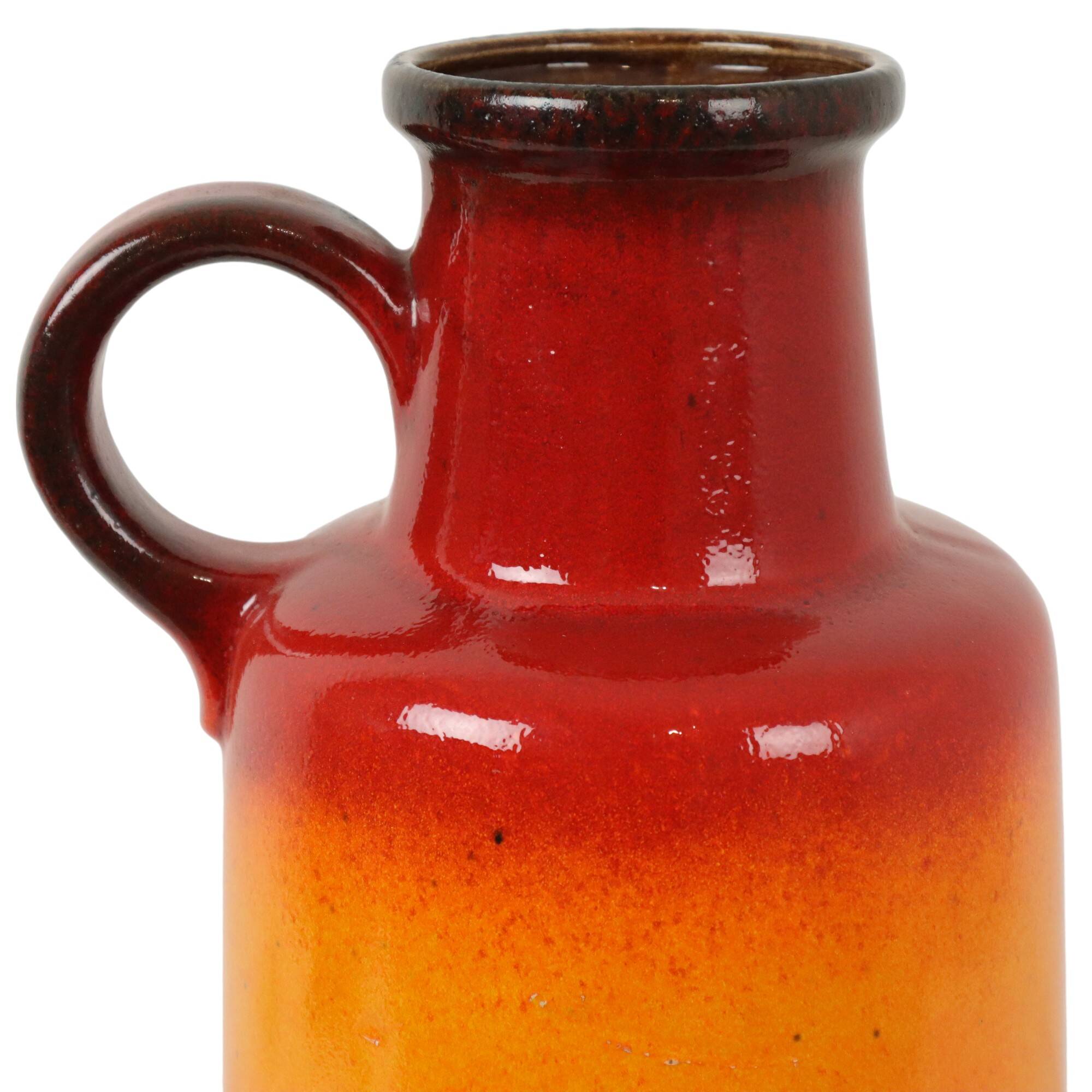 Fat Lava West Germany Vase Earthenware Scheurich Orange Red Black 408-40