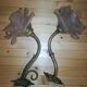 Pair of brass and glass flowers sconces
